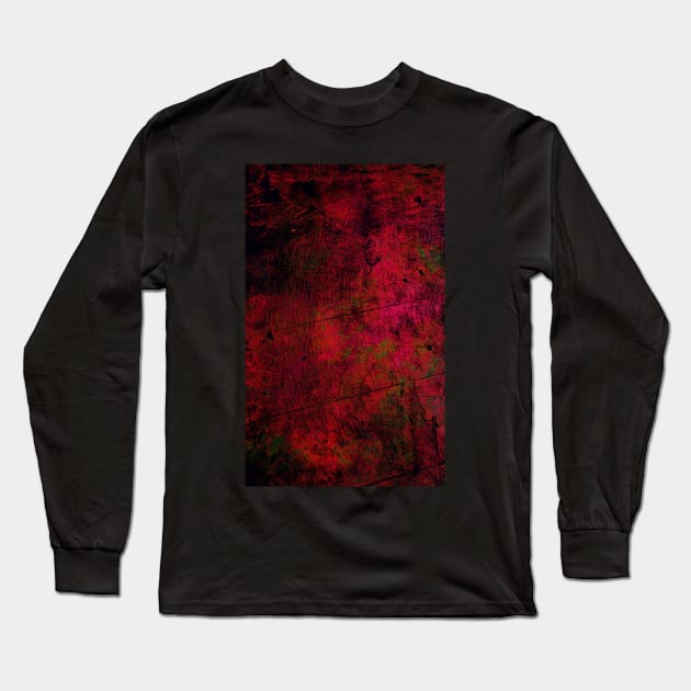 Scarlet Distress: A Red Grunge Texture Design Long Sleeve T-Shirt by jen28